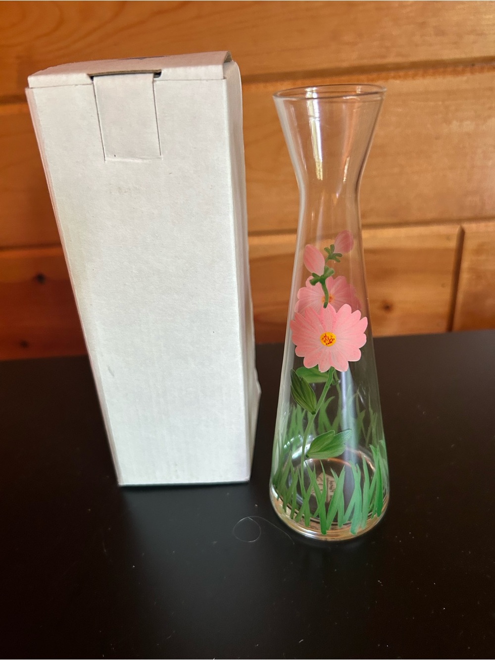 Hand-Painted Pink Floral 🌸 Glass Bud Vase - Home Accents